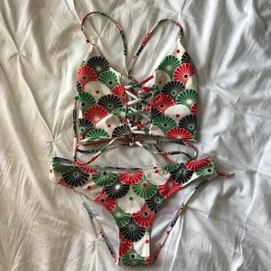 Cupshe Colorful Fun Flower Print Bikini Set